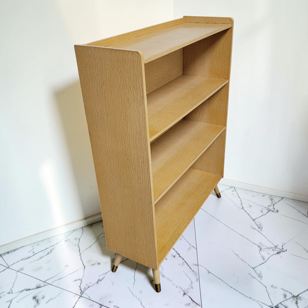 8769 Mid Century Modern Three- TIer #Bookcase with Tapered Legs