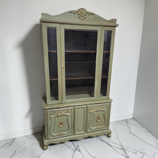 8770 Sage Green Upcycled French Provincial Style China #Cabinet