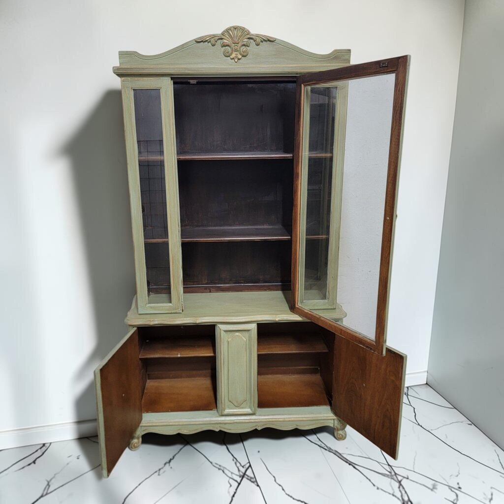 8770 Sage Green Upcycled French Provincial Style China #Cabinet