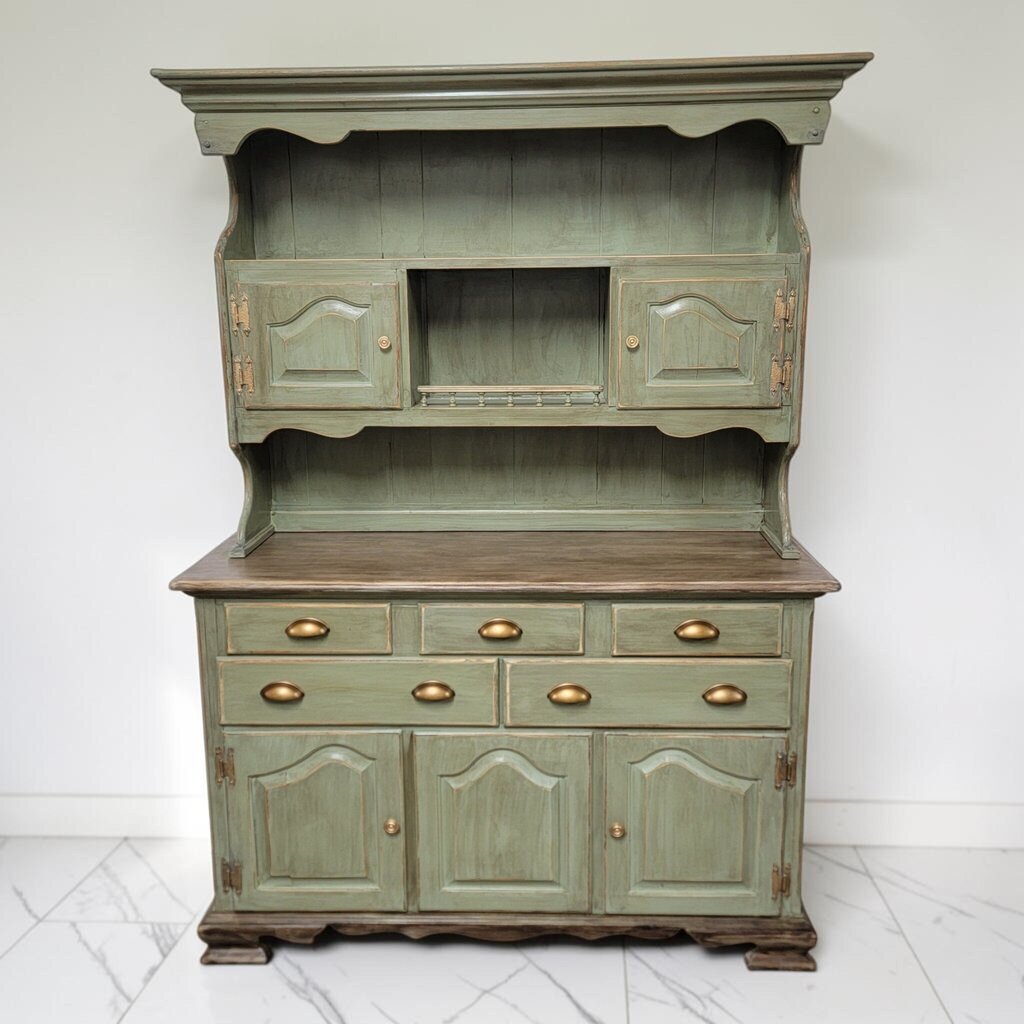 8771 2 Piece Gold and Green Hutch