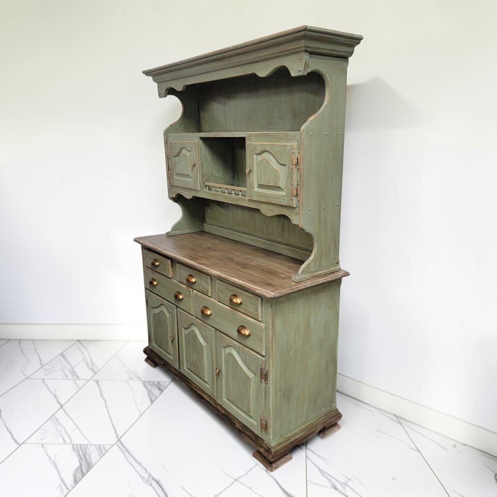 8771 2 Piece Gold and Green Hutch