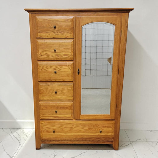 8772 Oak Chifferobe with Mirrored Door