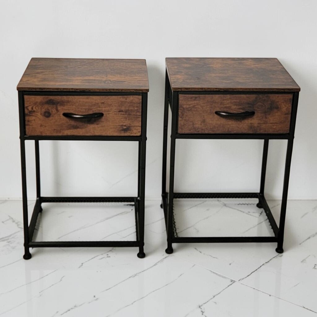 8780-8781 Industrial Metal and Wood Side #Table