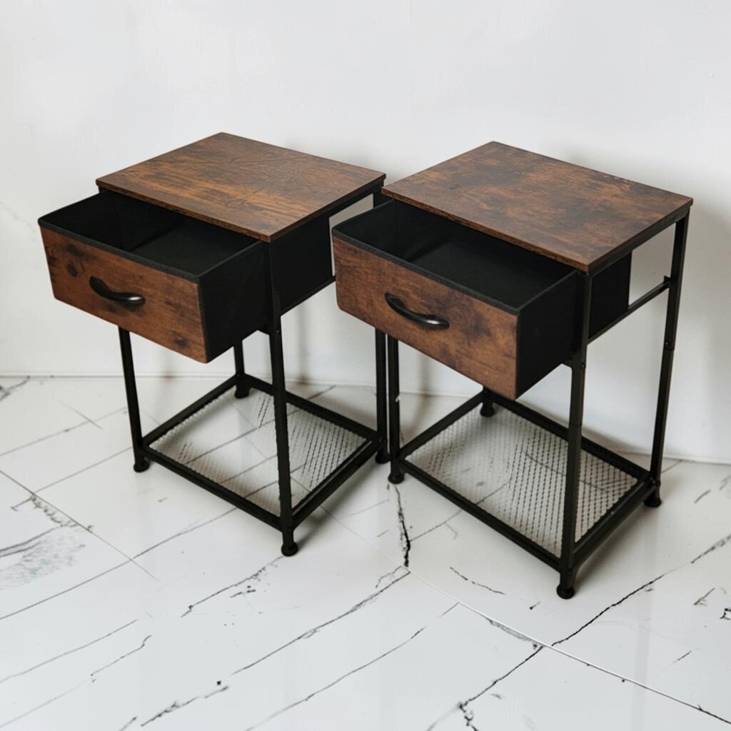 8780-8781 Industrial Metal and Wood Side #Table