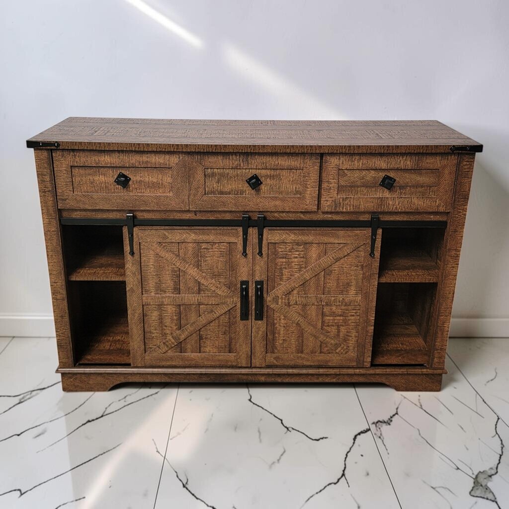 8783 Farmhouse Rustic Wood and Metal #Sideboard ~ FURNITURE
