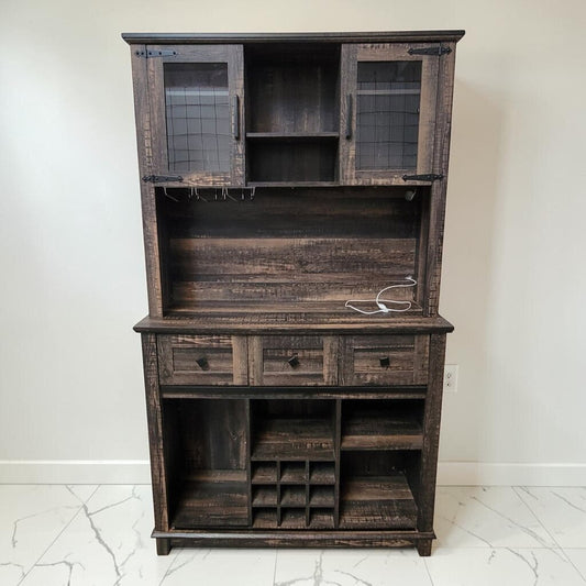 8784 Distressed Farmhouse Coffee Bar #Hutch Used ~ FURNITURE