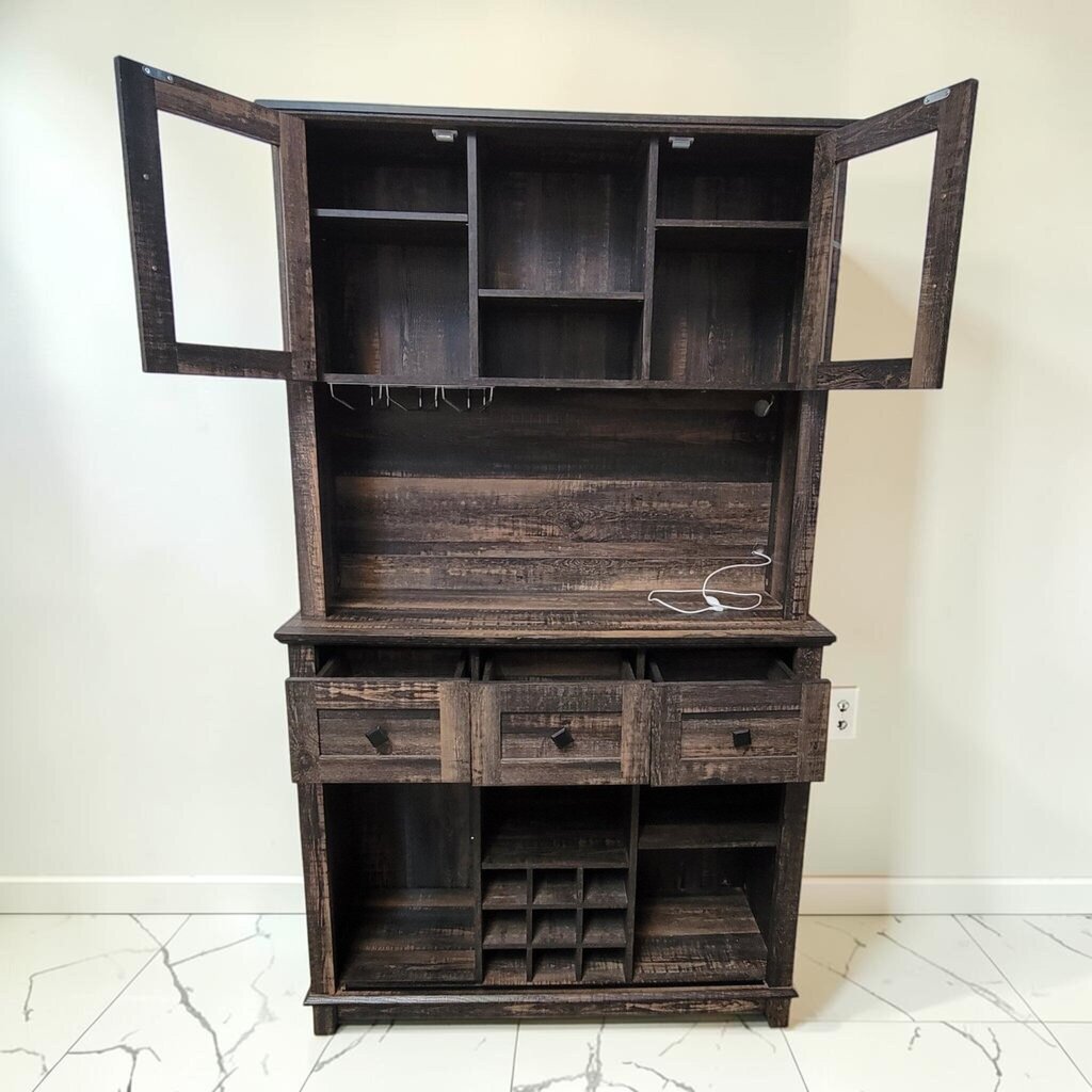 8784 Distressed Farmhouse Coffee Bar #Hutch