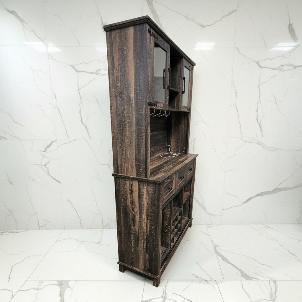 8784 Distressed Farmhouse Coffee Bar #Hutch