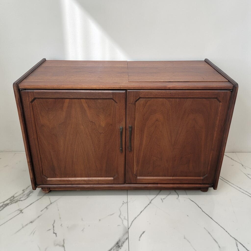8794 Mid-Century Modern Walnut Flip-Top Bar #Cabinet Used ~ FURNITURE