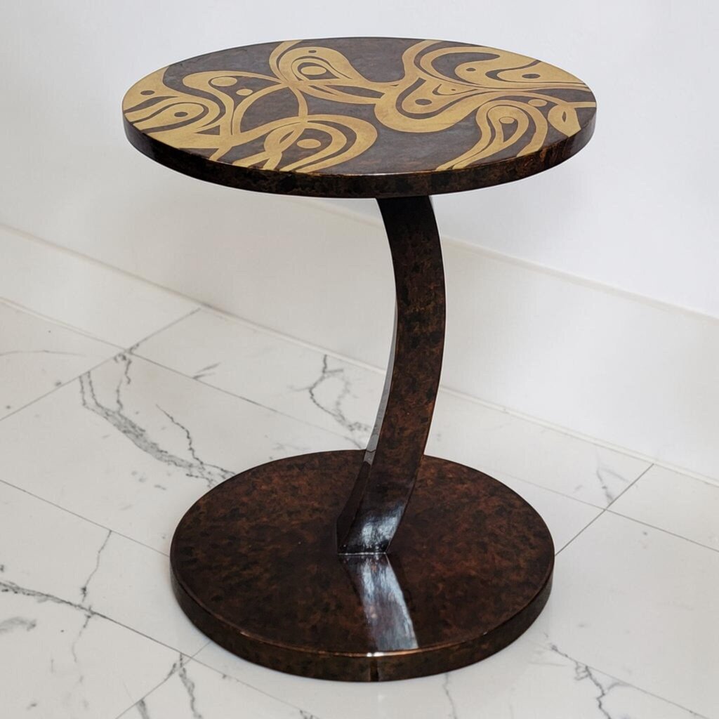 8796 Global Views Hand-Painted Swirl Martini Table Used ~ FURNITURE