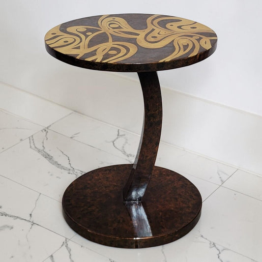 8796 Global Views Hand-Painted Swirl Martini Table Used ~ FURNITURE
