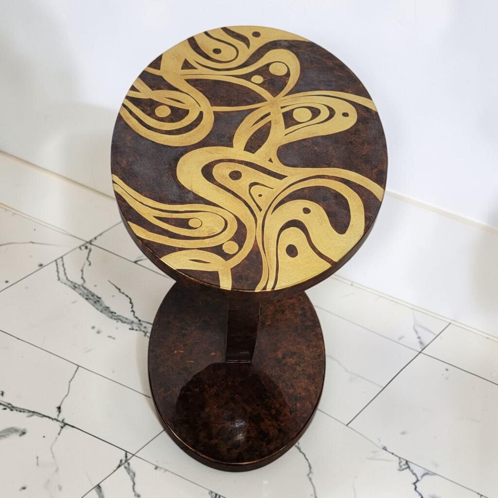 8796 Global Views Hand-Painted Swirl Martini Table ~ FURNITURE