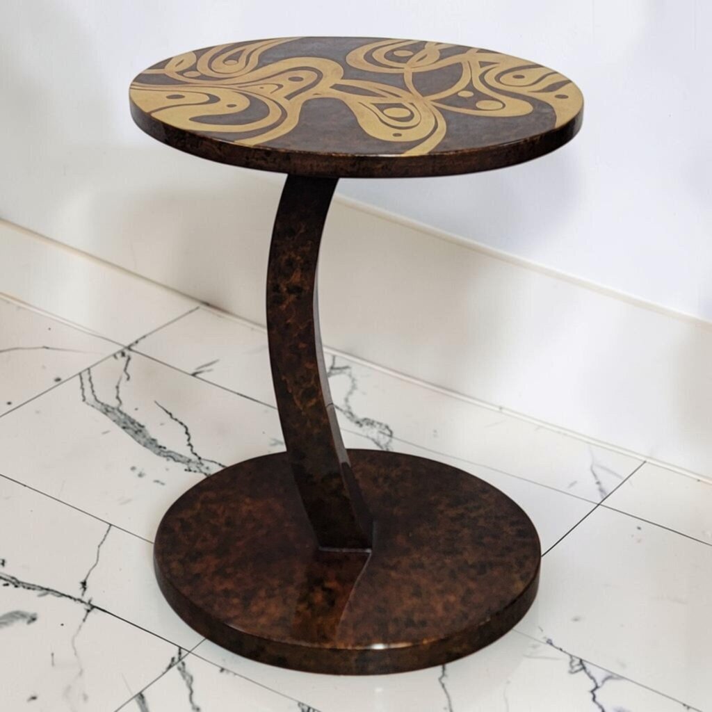 8796 Global Views Hand-Painted Swirl Martini Table ~ FURNITURE