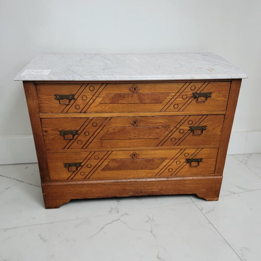 8799 Late Victorian Eastlake Marble-Top #Chest of Drawers Used ~ FURNITURE