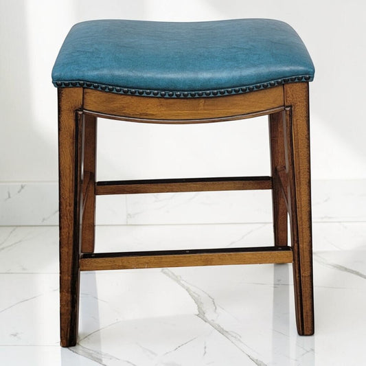 8800 Teal Upholstered Saddle Counter #Stool Used ~ FURNITURE