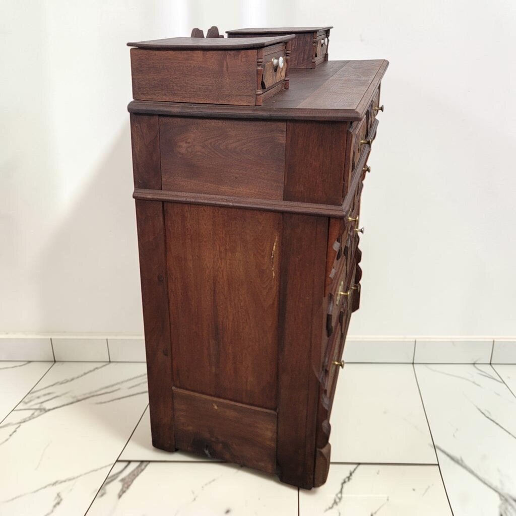 8801 Late Victorian Renaissance Revival Burl Walnut #Commode ~ FURNITURE