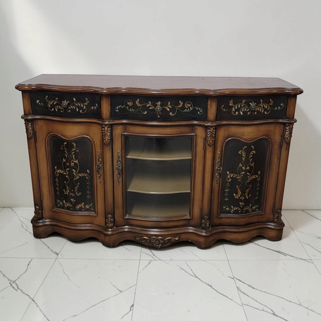 8812 Hand-Painted Serpentine #Buffet Credenza