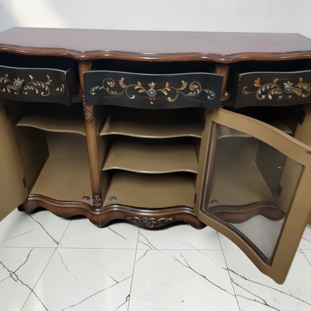 8812 Hand-Painted Serpentine #Buffet Credenza