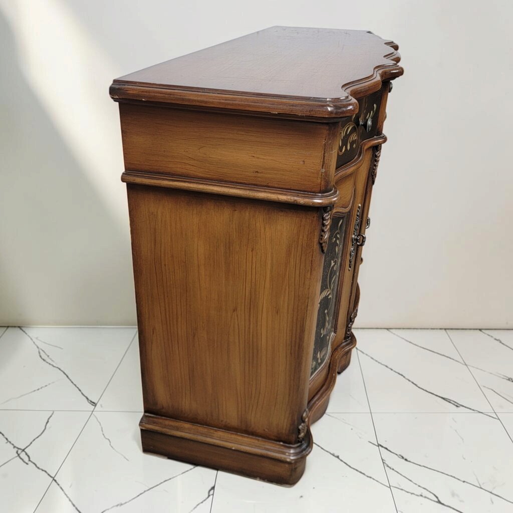 8812 Hand-Painted Serpentine #Buffet Credenza