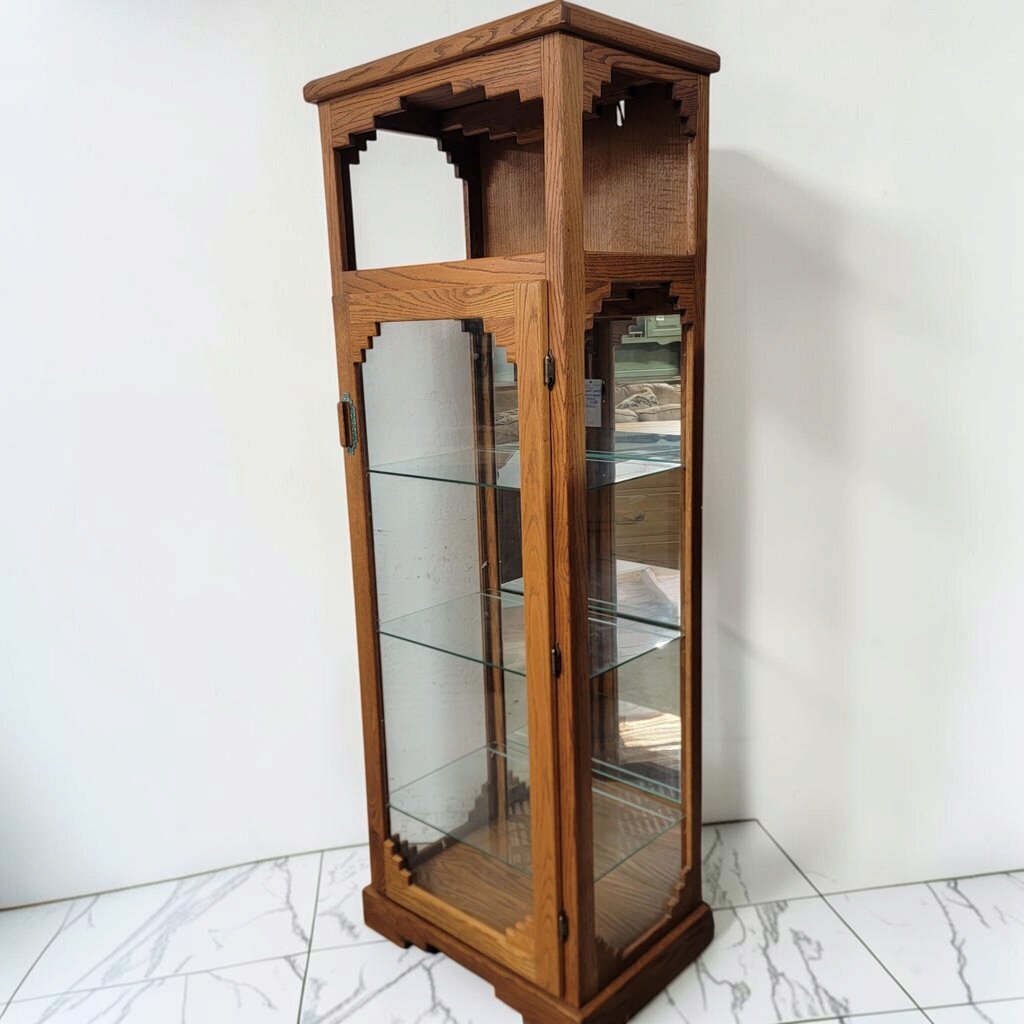 8827 Southwest Style Solid Oak Curio Cabinet
