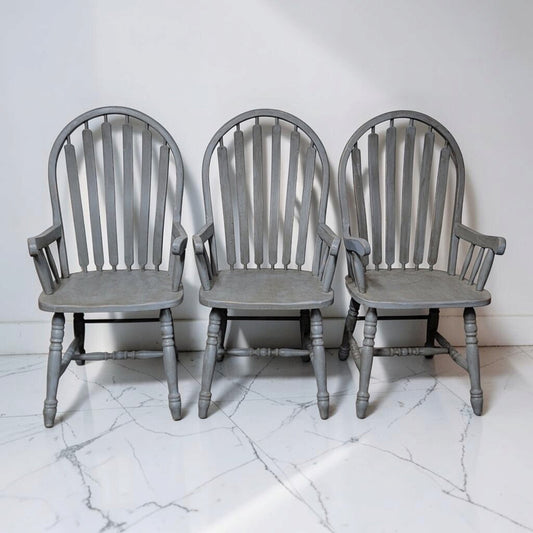 8829-8831 Gray Bow-Back Windsor-Style #Armchairs