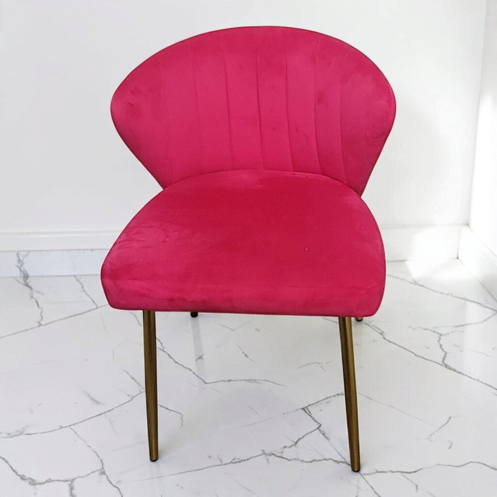 8839 Contemporary Fuchsia Velvet Accent Chair