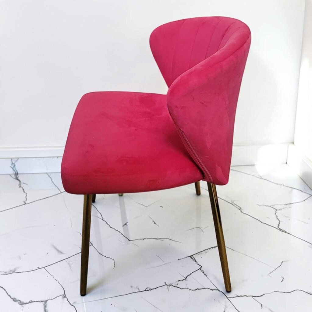 8839 Contemporary Fuchsia Velvet Accent Chair