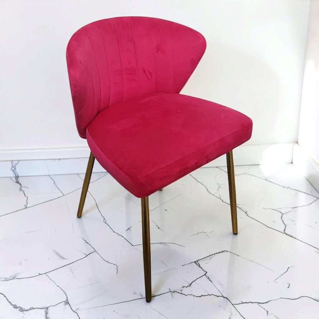 8839 Contemporary Fuchsia Velvet Accent Chair