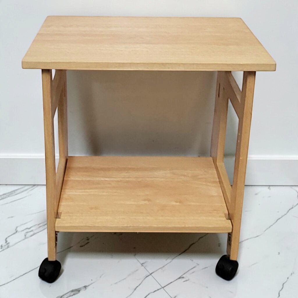 8841 Natural Solid Wood Folding Rolling Utility Cart