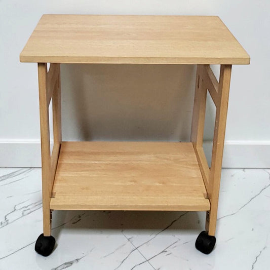 8841 Natural Solid Wood Folding Rolling Utility Cart