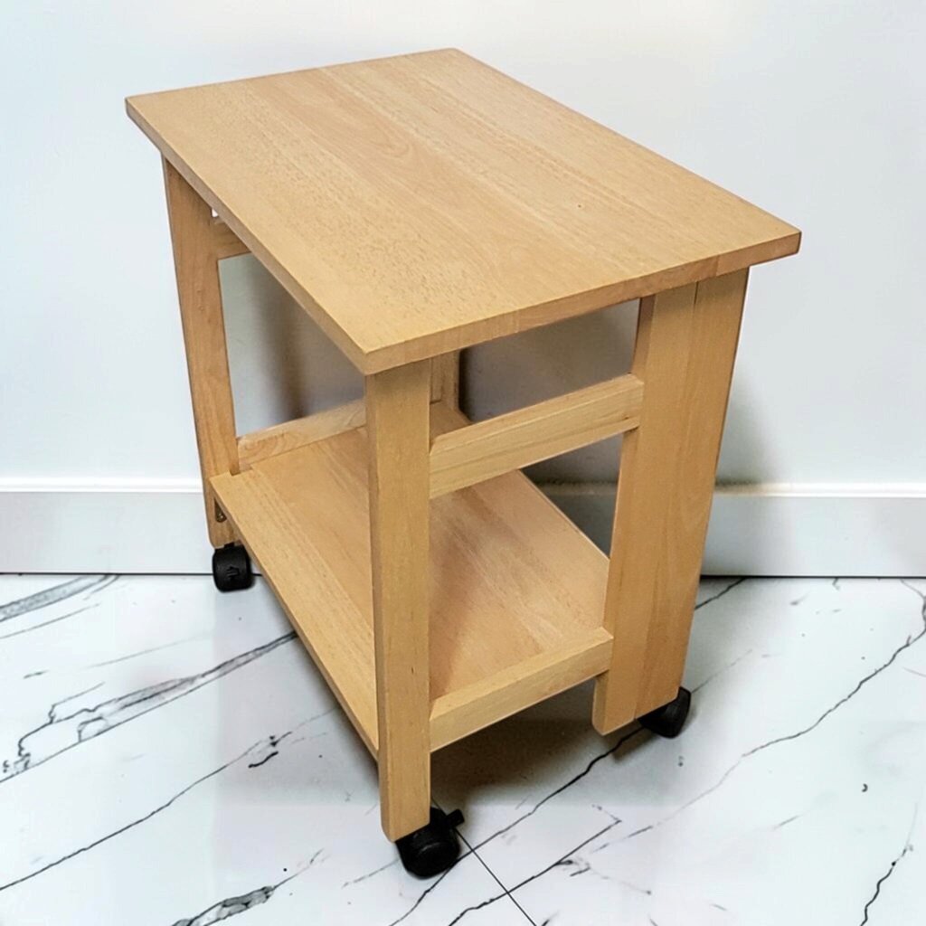 8841 Natural Solid Wood Folding Rolling Utility Cart