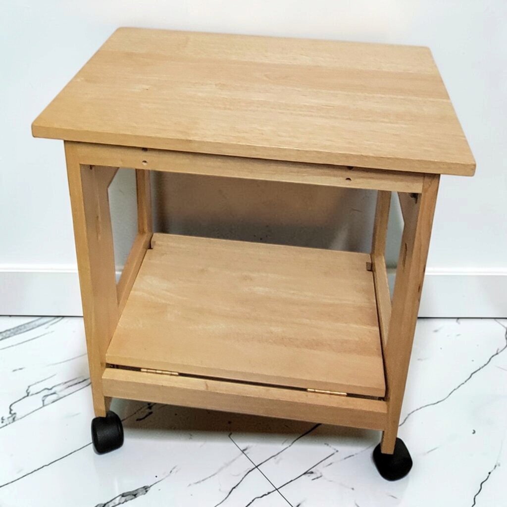 8841 Natural Solid Wood Folding Rolling Utility Cart