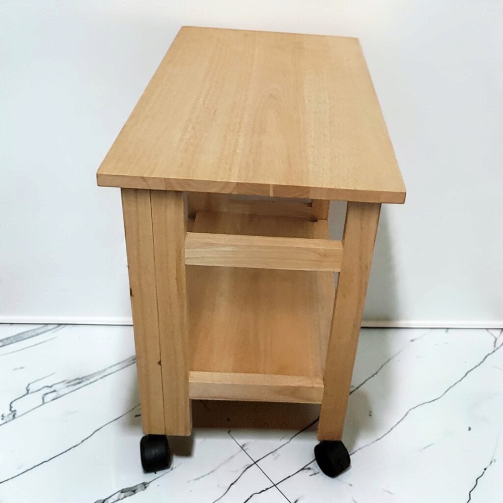 8841 Natural Solid Wood Folding Rolling Utility Cart