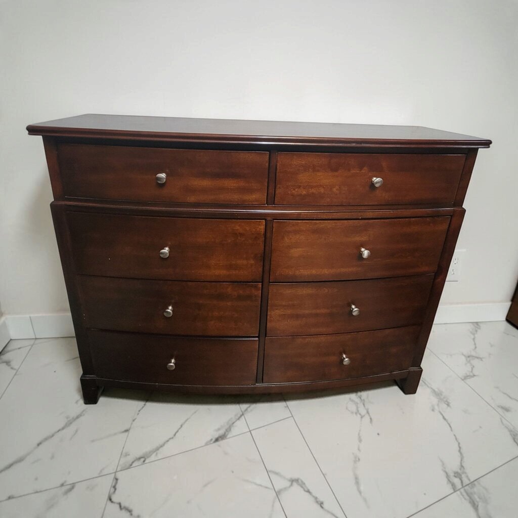 8844 Transitional Dark Cherry Bow-Front 8-Drawer #Dresser