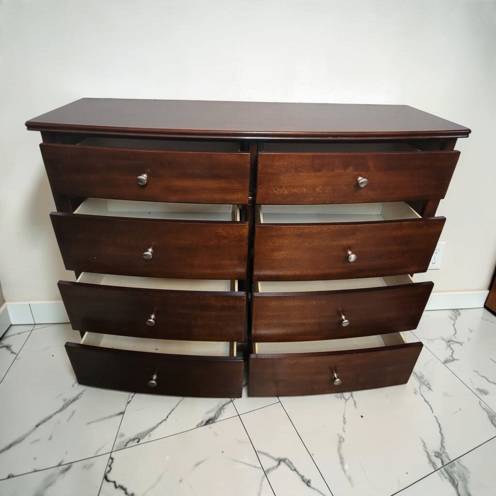 8844 Transitional Dark Cherry Bow-Front 8-Drawer #Dresser