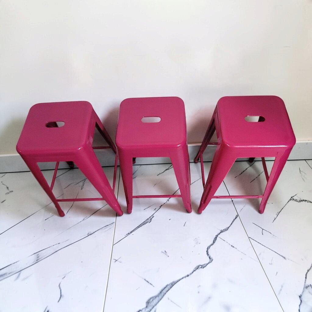 8856-8858 Fuchsia Powder-Coated Metal Tolix-Style Stools