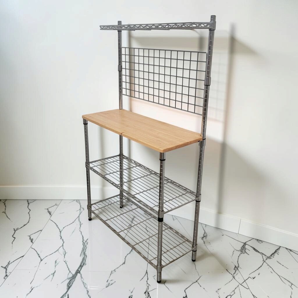 8865 Industrial Wire and Wood Baker's Rack Shelf #Unit