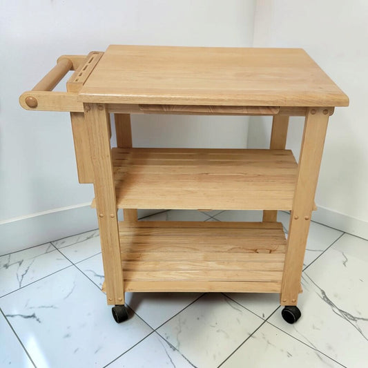 8863 Modern Rubberwood Rolling Kitchen #Cart
