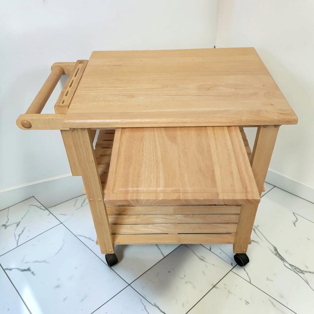 8863 Modern Rubberwood Rolling Kitchen #Cart
