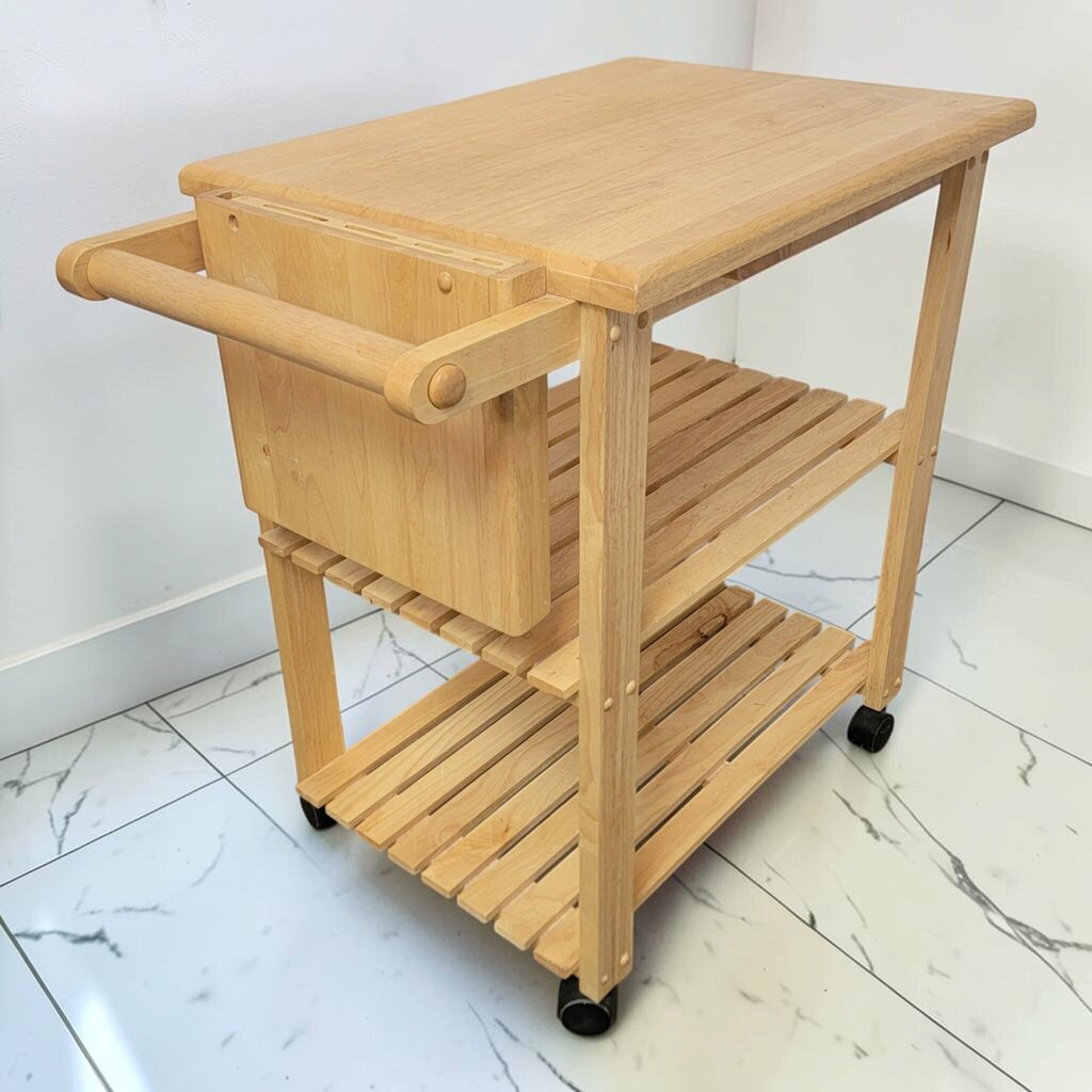 8863 Modern Rubberwood Rolling Kitchen #Cart