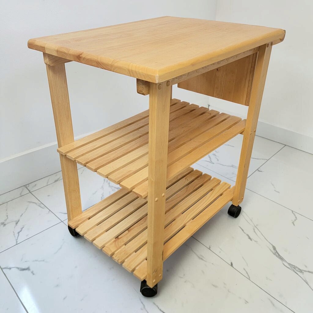 8863 Modern Rubberwood Rolling Kitchen #Cart