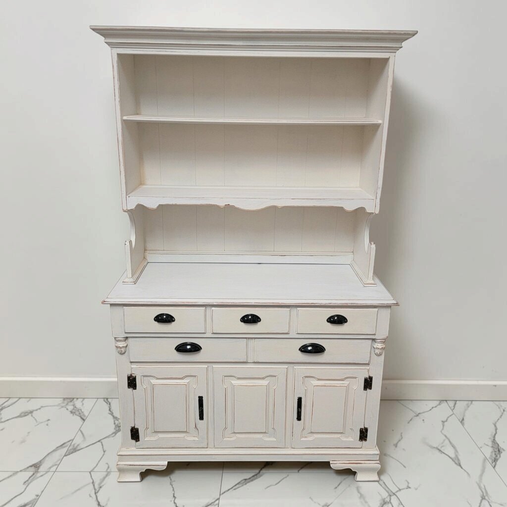 8866 Refinished Farmhouse #Hutch with Floral Interior