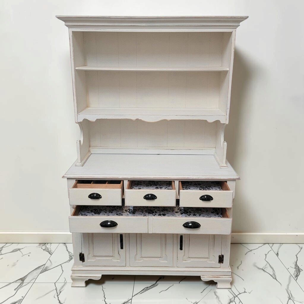 8866 Refinished Farmhouse #Hutch with Floral Interior