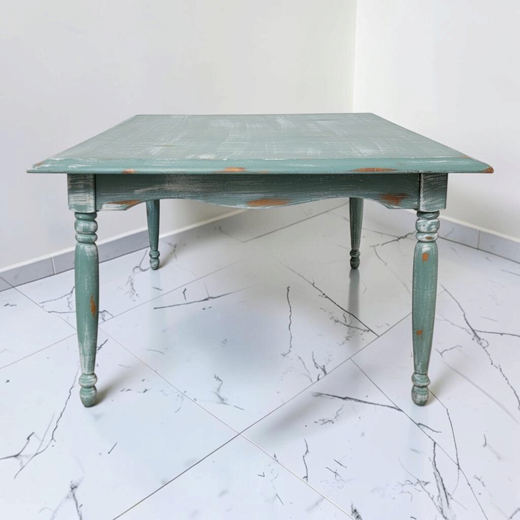 8868 Distressed Teal Shabby Chic Turned-Leg Coffee #Table