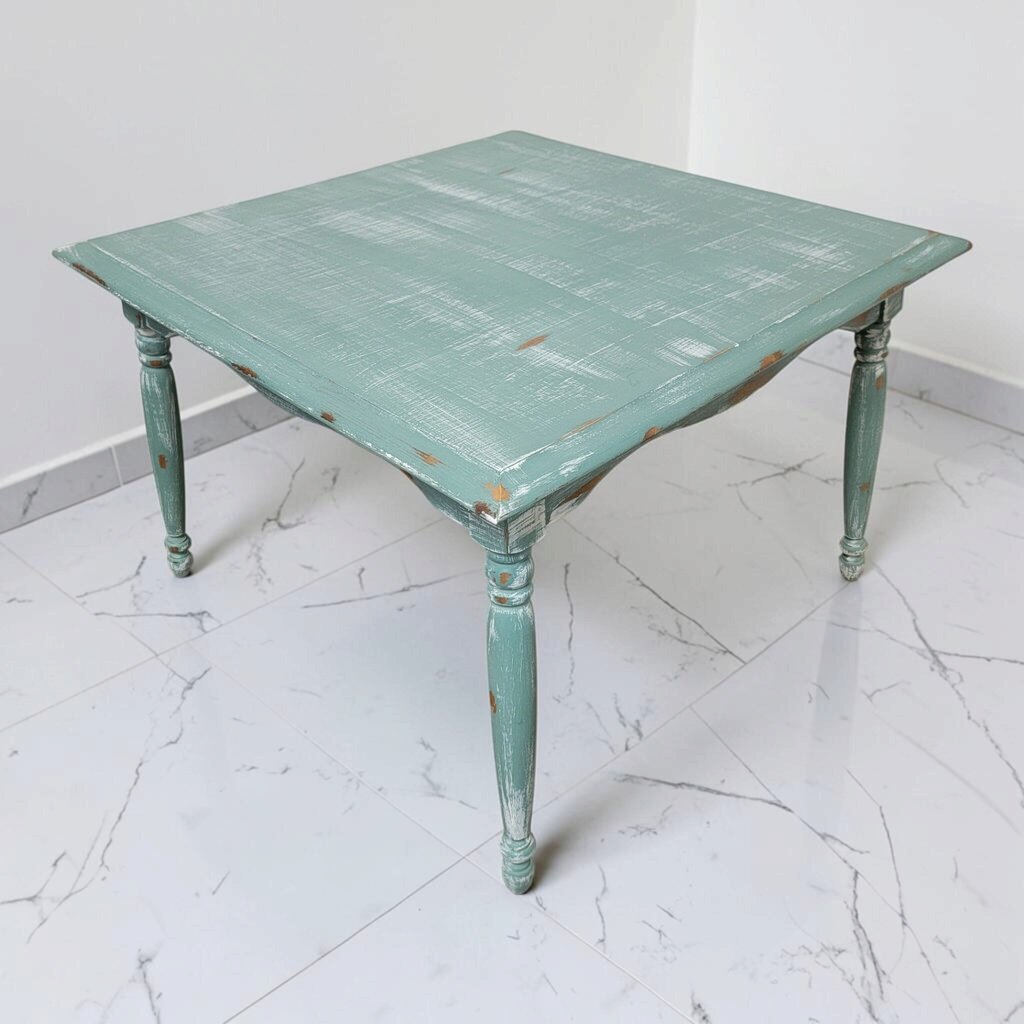 8868 Distressed Teal Shabby Chic Turned-Leg Coffee #Table