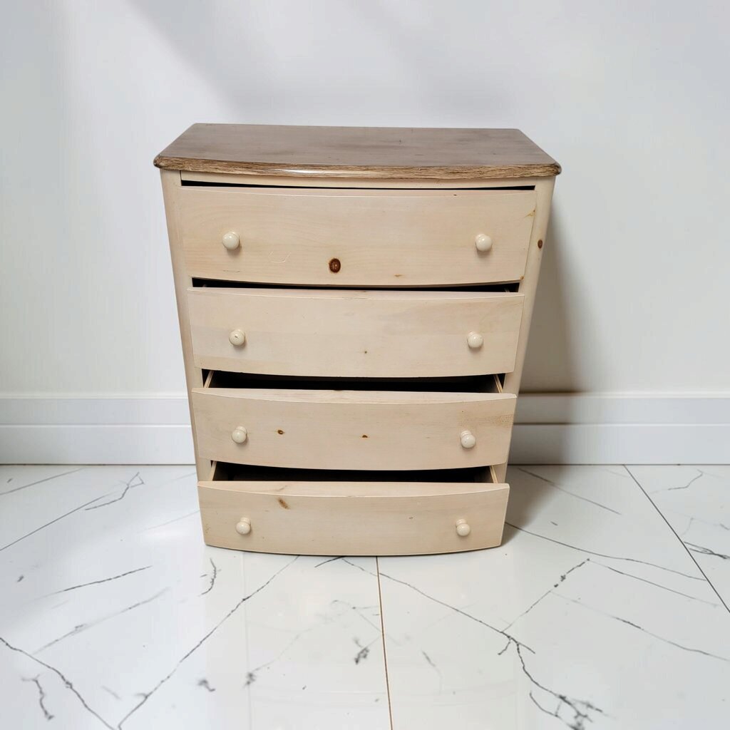 8870 Stanley 4 Drawer Bow- Front Pine #Chest