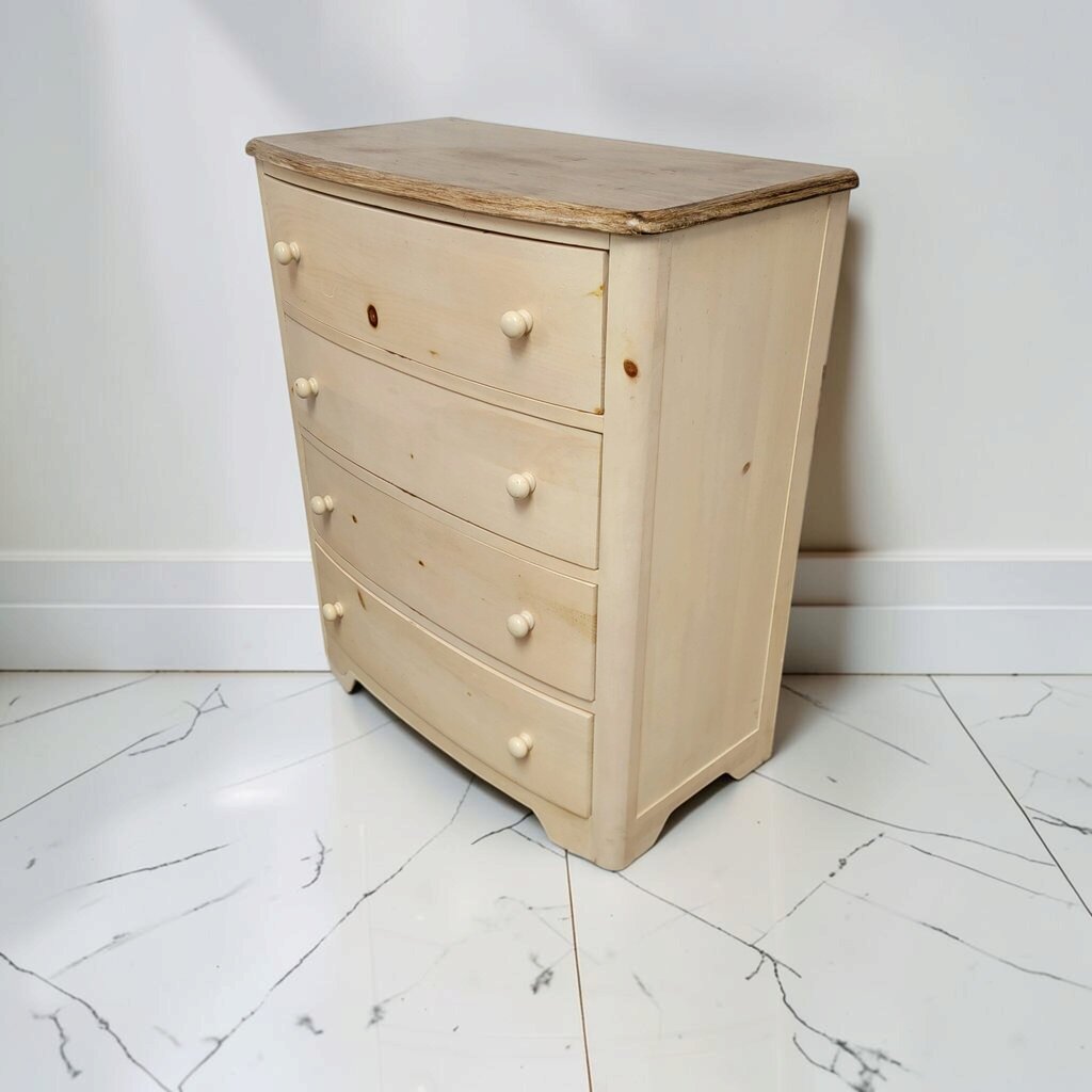 8870 Stanley 4 Drawer Bow- Front Pine #Chest