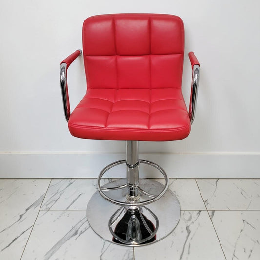 8874 Contemporary Red Faux Leather Adjustable Swivel Bar #Stool