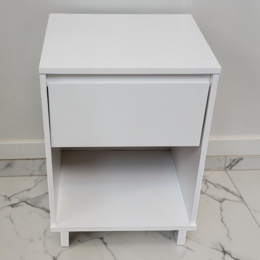 8883 Modern White Minimalist Bedside Table