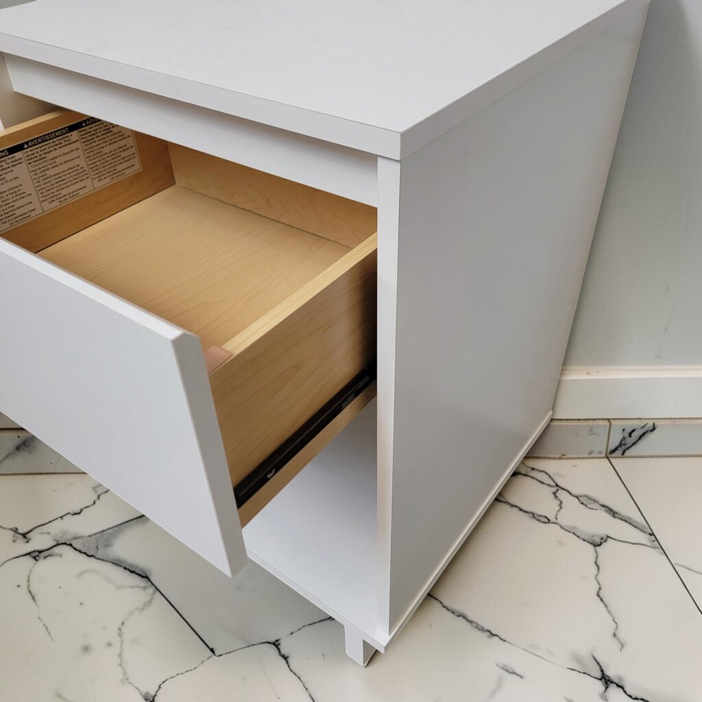 8883 Modern White Minimalist Bedside Table